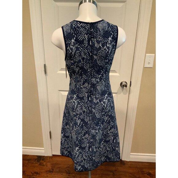Michael Kors Blue Geometric Reptile Patterned A-Line Dress, Size s - Picture 4 of 6